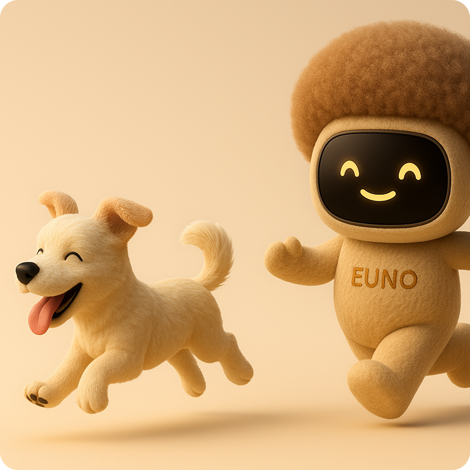 Euno est très sociable et joue aussi avec les animaux de compagnie